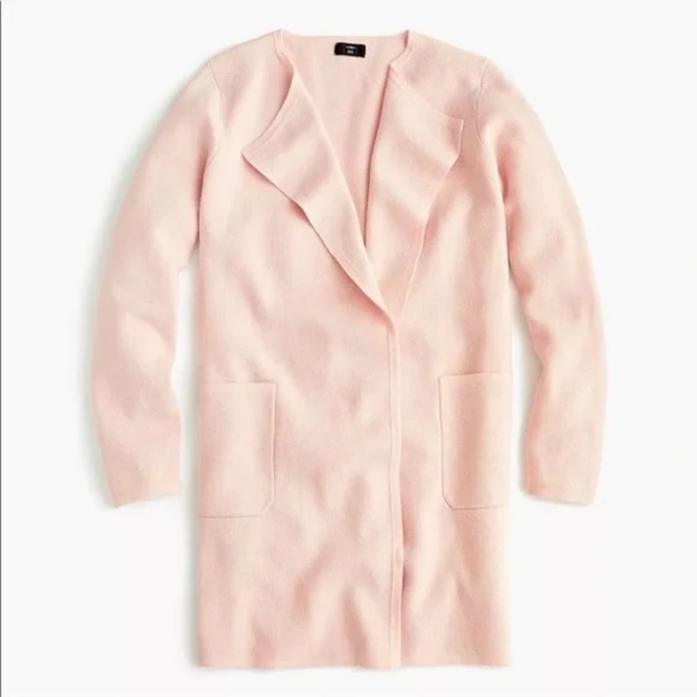 J. Crew Pink 265 Juliette Collarless Sweater Blazer Baby Pink sz M - Picture 3 of 9
